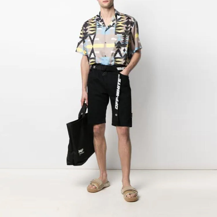 Off-White FW21 Alphabet Belt Design Casual Shorts Version Black OMYC005S21DEN0011001-1