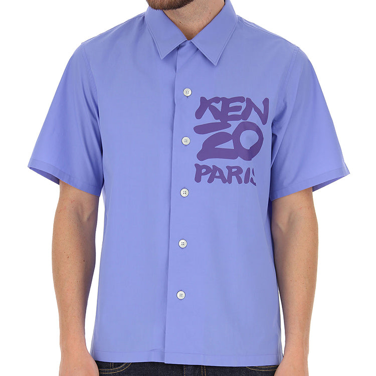 Men's KENZO Logo Printing Short Sleeve Shirt Blue FA55CH5291NC-66