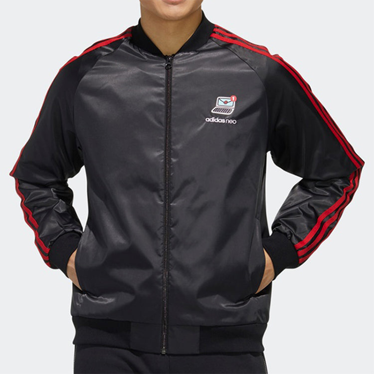 adidas neo M Vlday Jkt Logo Printing Sports Jacket Black FU0219