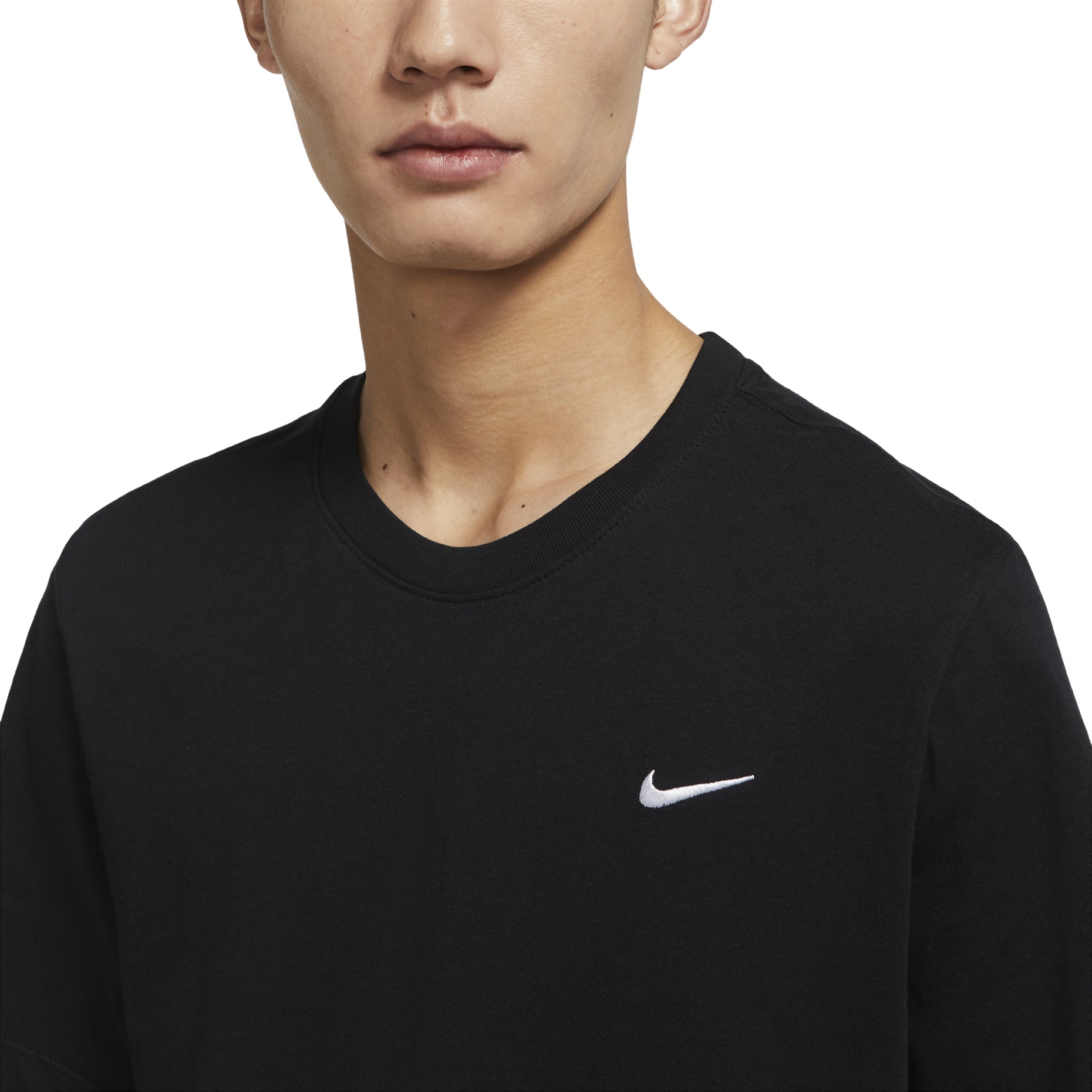 Nike Sportswear Solid Color Embroidered Logo Micro Mark Round Neck Casual Short Sleeve Black BV0508-010