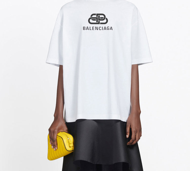 Balenciaga Logo Chest Printing Alphabet Short Sleeve White 570813TEV489044