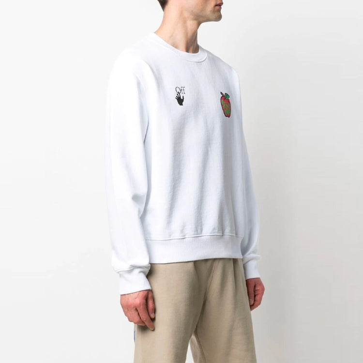 Off-White FW21 Pattern Round Neck Pullover Loose Fit White OMBA025S21FLE0160125