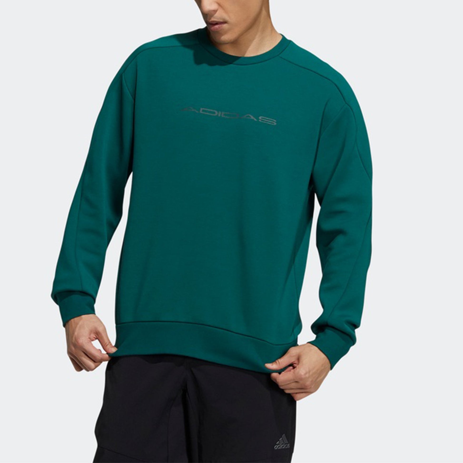 Men's adidas Th Eng Sweat Logo Printing Casual Sports Pullover Forest Green H39277