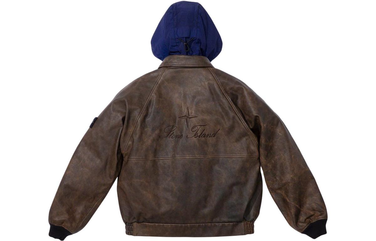 Supreme x STONE ISLAND FW23 Week10 Leather Bomber Jacket 'Brown' SUP-FW23-165