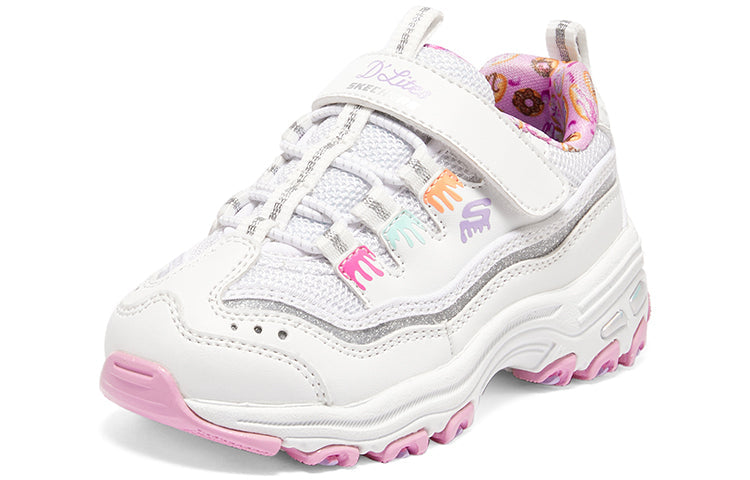 (GS) Skechers D'Lites Strap Memory Foam Running Shoes 'White Pink' 302575N-WMLT