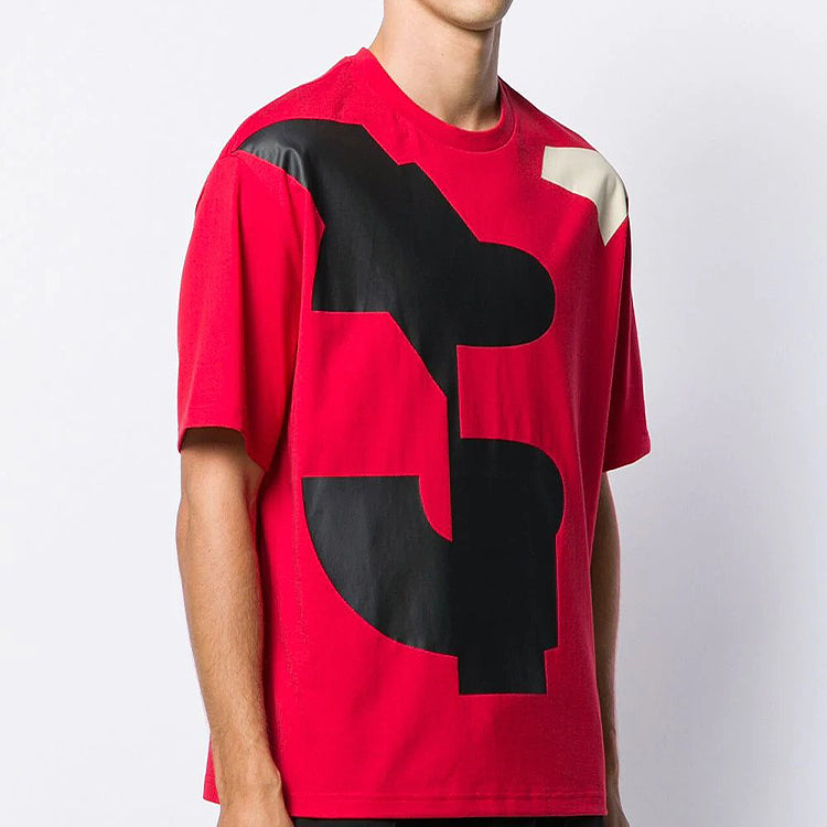 Men's Y-3 x adidas U VARSITY SS TEE Colorblock Short Sleeve Red FJ0333