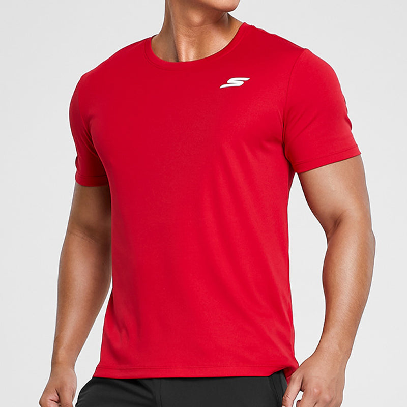 Men's Skechers Training Running Sports Knit Short Sleeve Clown Red P220M052-00RS