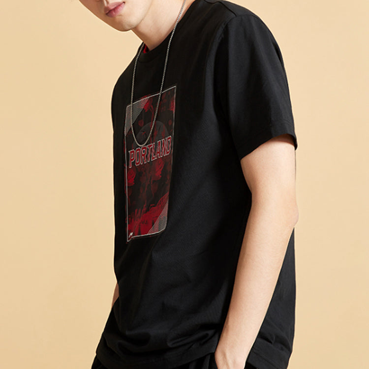 Li-Ning Basketball Series Logo Pattern Short Sleeve 'Black' AHSQ219-1