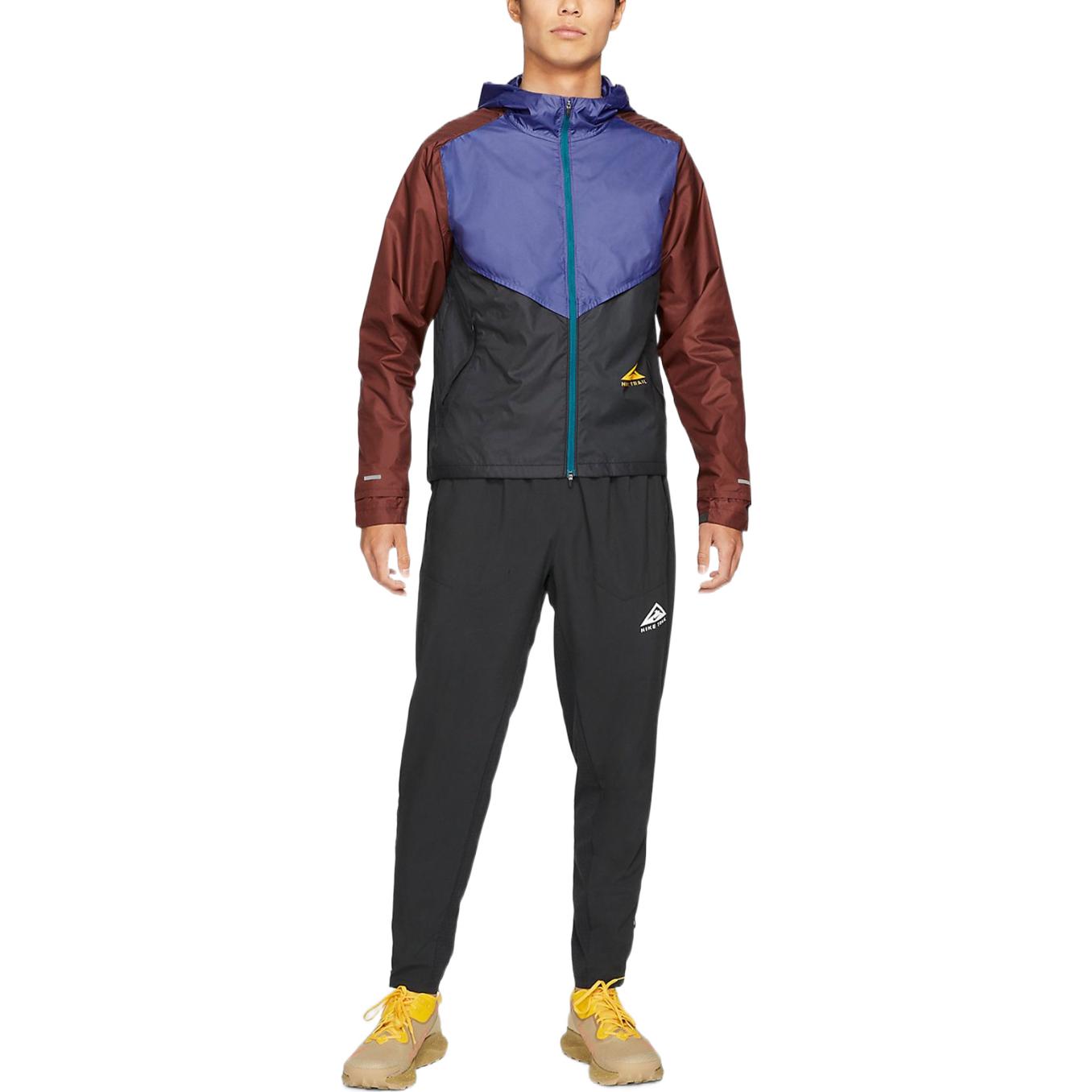 Men's Nike Logo Reflective Design Colorblock Zipper Hooded Long Sleeves Jacket Autumn Purple Black CZ9055-510