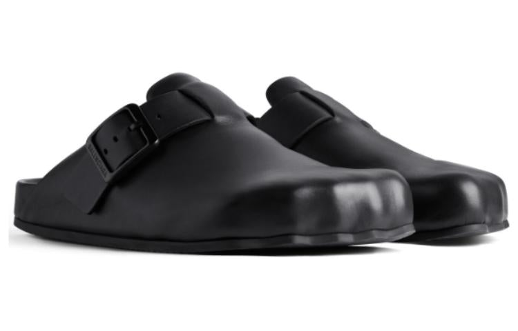 (WMNS) Balenciaga Sunday Leather Clogs 'Black' 761284WCEA11000