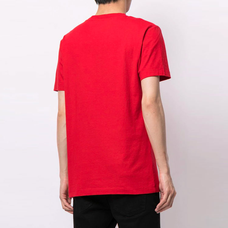 Off-White SS21 Logo Round Neck Short Sleeve Loose Fit Red 0MAA027S21JER003