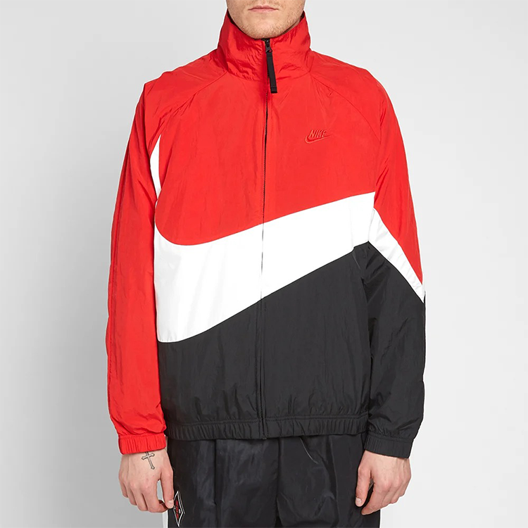 Nike Large Swoosh Zipper Jacket Black White Red AR3132-657