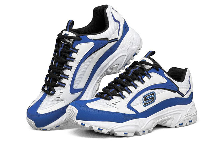 Skechers Stamina Low Top Running Shoes White/Blue 51286-WBL