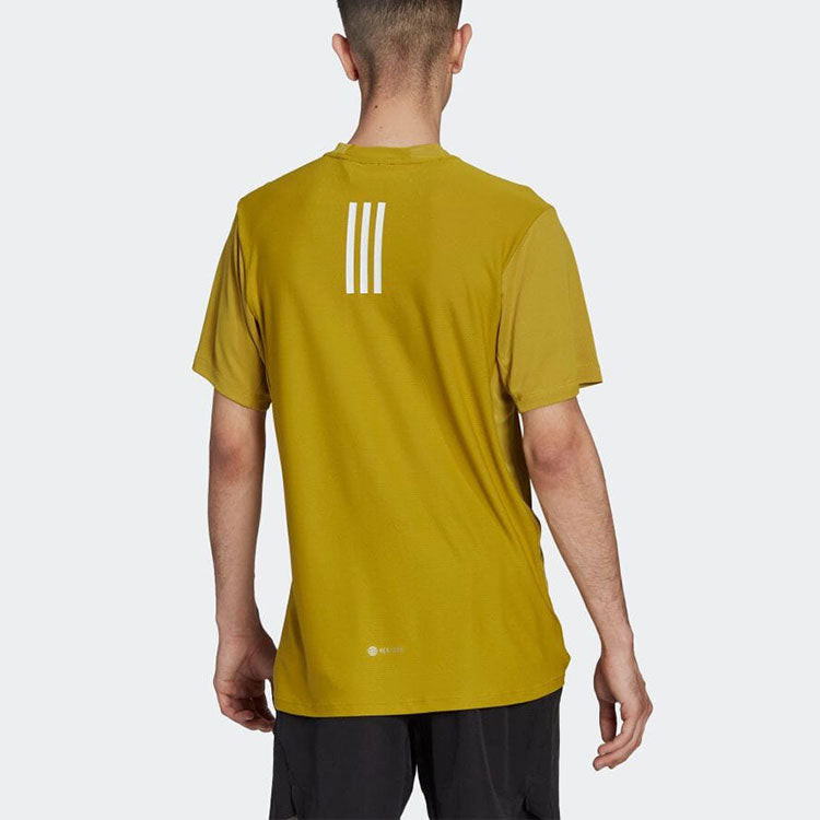 Men's adidas Solid Color Sports Round Neck Short Sleeve Japanese Version Yellow T-Shirt HJ9777