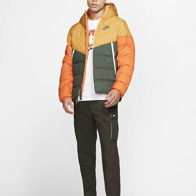 Nike Sportswear Windrunner Down Fill Casual Splicing hooded Sports With Down Feather Jacket Yellow 928833-727
