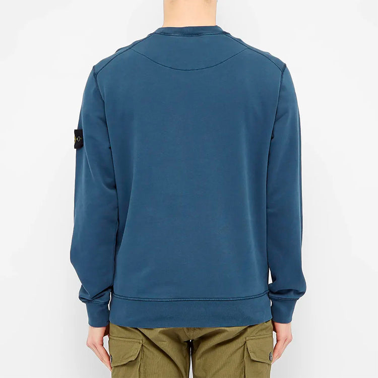 Men's STONE ISLAND Garment Dyed Crew Sweat Casual Blue 721563051-V0028