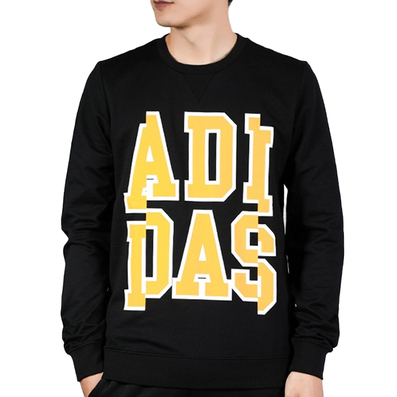 adidas neo Large Logo Printing Round Neck Pullover Black EI6273