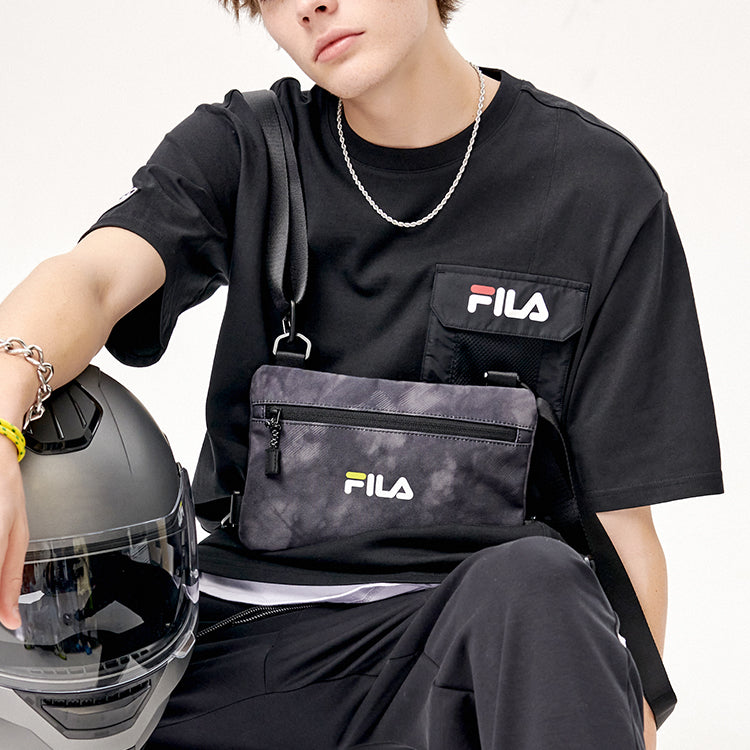 Men's FILA FUSION Round Neck Short Sleeve Dark Black T-Shirt T11M123106A-BK
