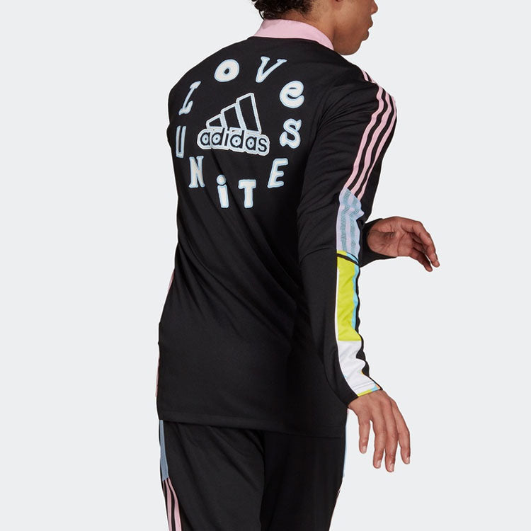 adidas Colorblock Soccer/Football Sports Jacket Black H50879