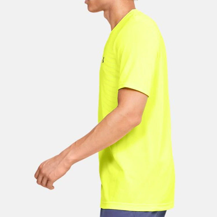 Men's Under Armour Seamless Wave Round Neck Training Sports Short Sleeve Yellow 1351450-786