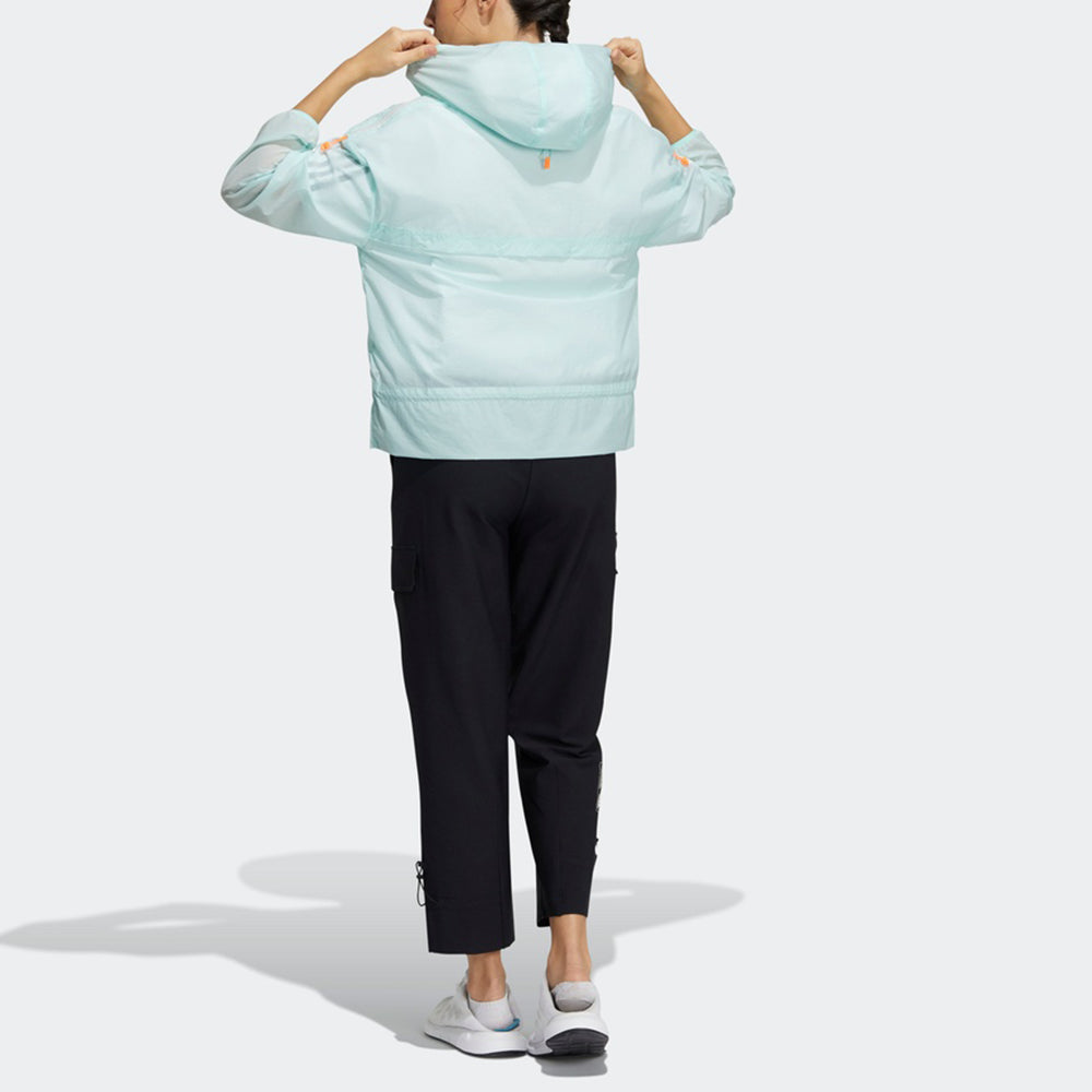 (WMNS) adidas Solid Color Sports Stylish Hooded Jacket Sky Blue GP0671
