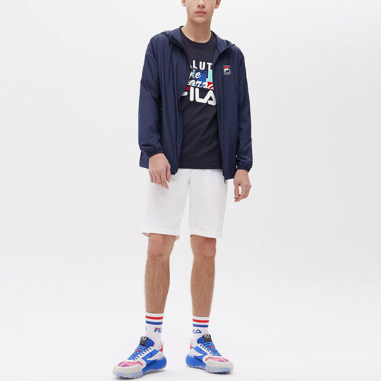 FILA Logo Printing Casual hooded Thin and light Jacket Blue F51M128712F-NV