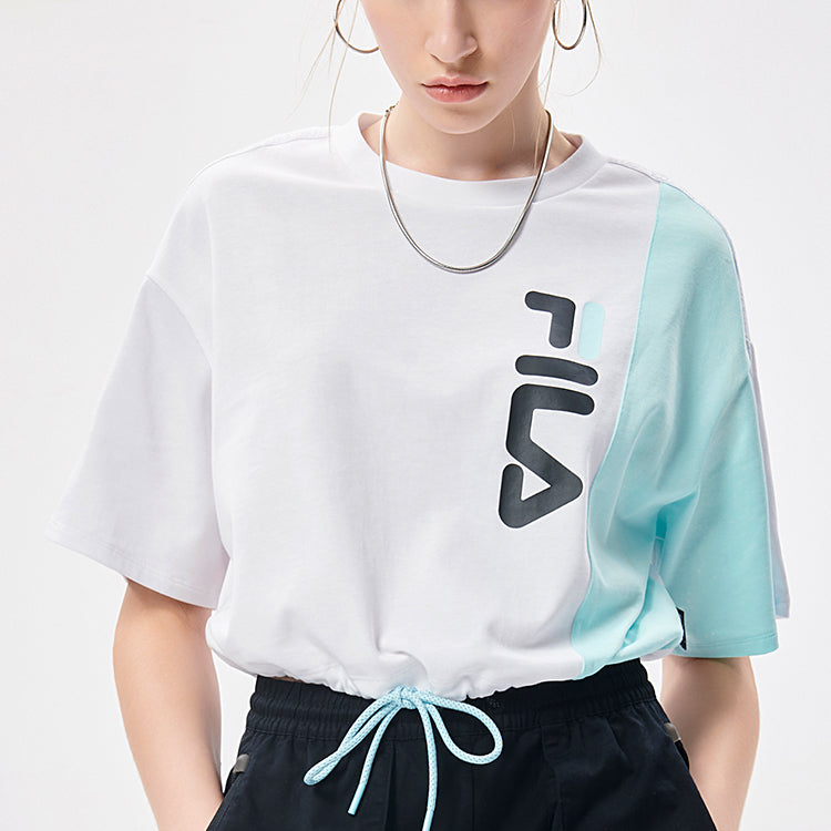 FILA FUSION Loose Sports Contrasting Colors Lacing Short Sleeve White T11W133106F-WT