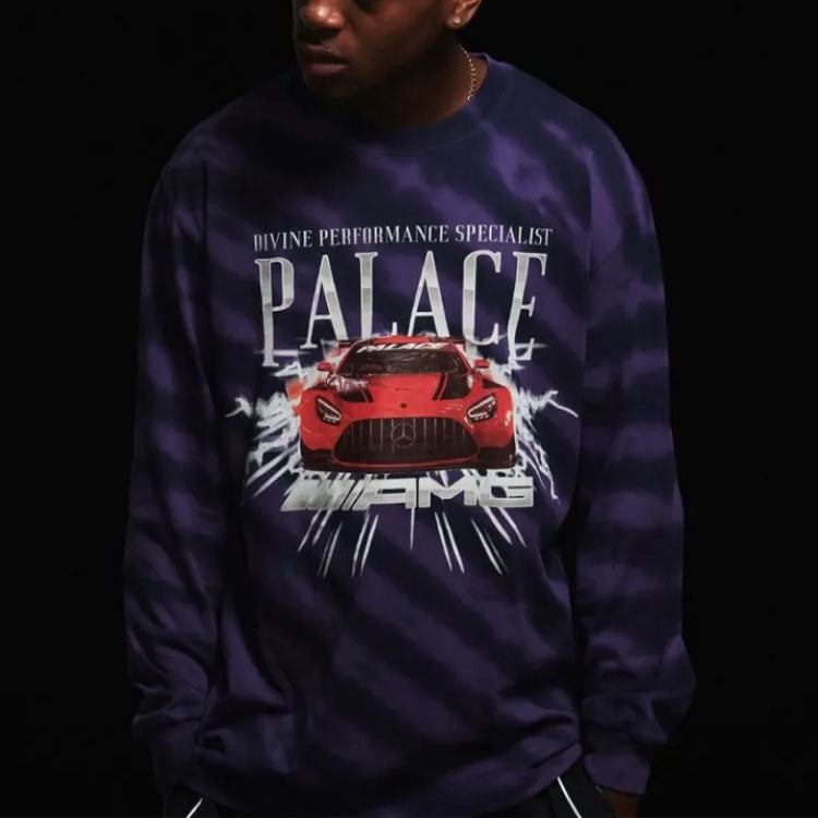 PALACE SS21 x AMG Unisex Longsleeve Purple Logo Printing Long Sleeve Sweatshirt Purple P20AMGLS002