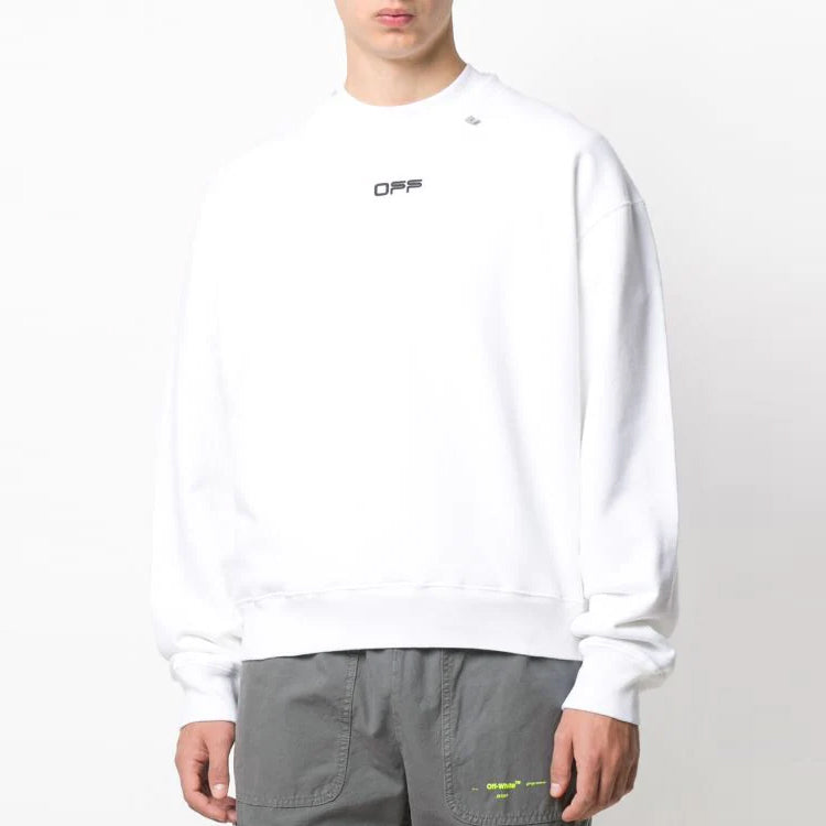 Men's Off-White Round Neck Pullover Long Sleeves White OMBA035R20E300040110