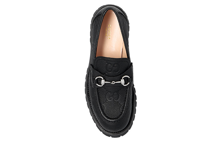 (WMNS) Gucci with Horsebit Leather Lug Loafers 'Core Black' 756501-AACJC-1000