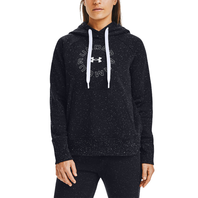 (WMNS) Under Armour Rival Metallic Fleece Hoodie Black 1356323-002
