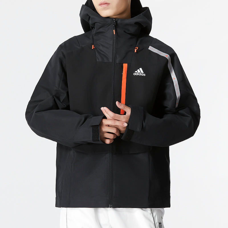 Men's adidas Th Protek Wvjkt Athleisure Casual Sports Solid Color Hooded Woven Jacket Black HM5165