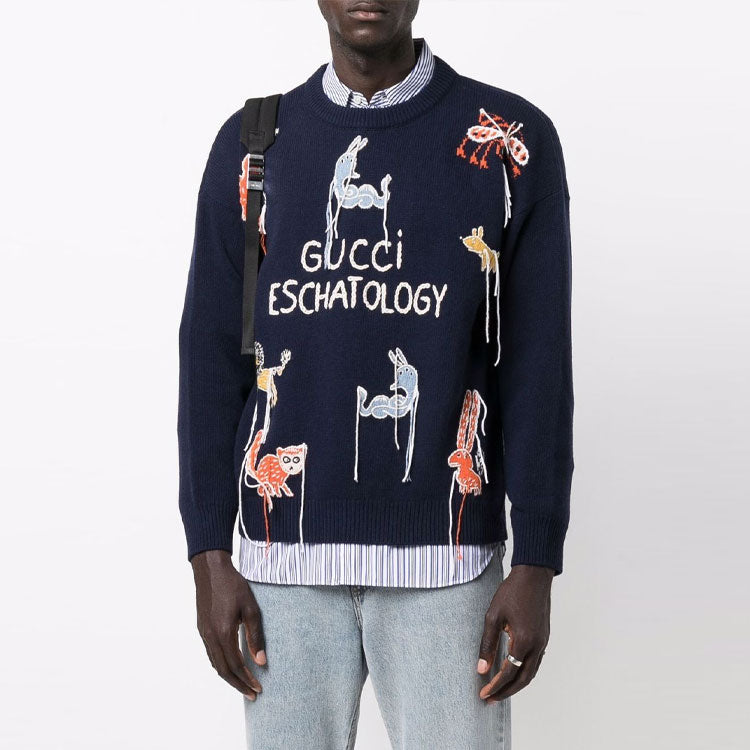 Gucci x Freya Hartas Animal Wool Jumper 'Navy' 653914-XKBYF-4795