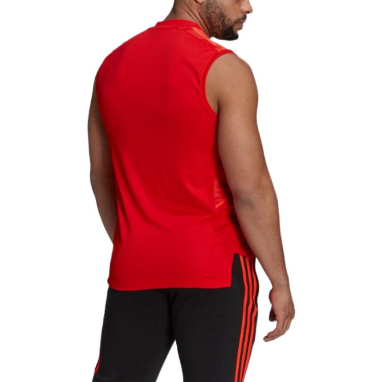 Men's adidas Alphabet Logo Printing Rugby Training Sports Red Vest H46044