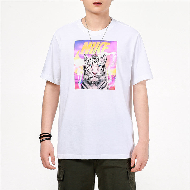 Men's Nike Printing Sports Breathable Round Neck Short Sleeve White T-Shirt DJ1406-100