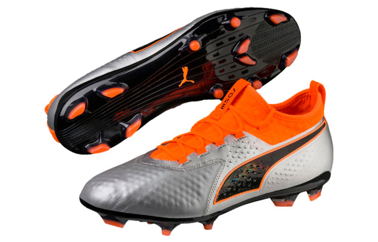 PUMA One2 Leather FG Firm Ground 'Silver Orange Black' 104740-01