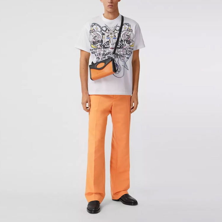 Men's Burberry SS21 Printing Loose Cotton Short Sleeve White 80406781