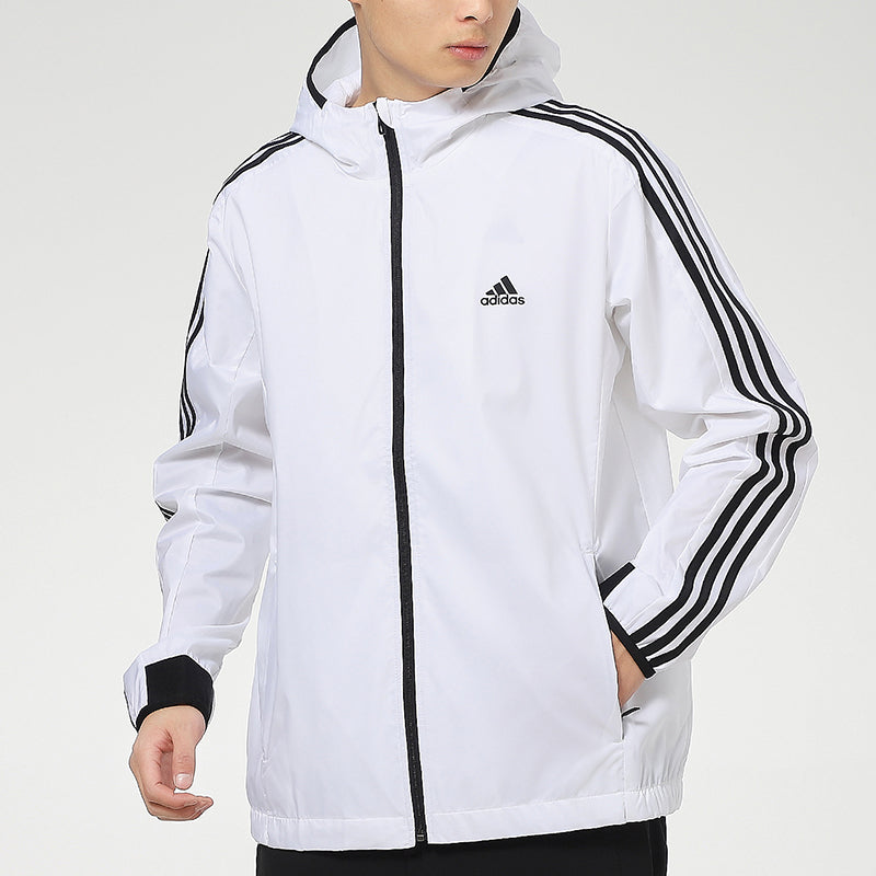 adidas Men's Sport Woven Windbreaker Jacket White GQ0623