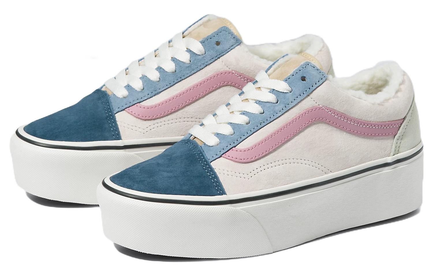 Vans Old Skool Pig Suede Sherpa Stackform 'White Blue' VN0A7Q5MMUL