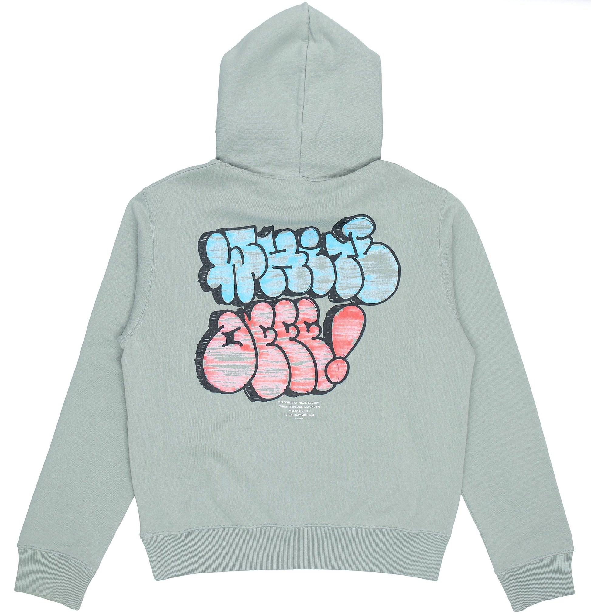 Off-White SS21 Graffiti Logo Printing Green OMBB034R21FLE0055041