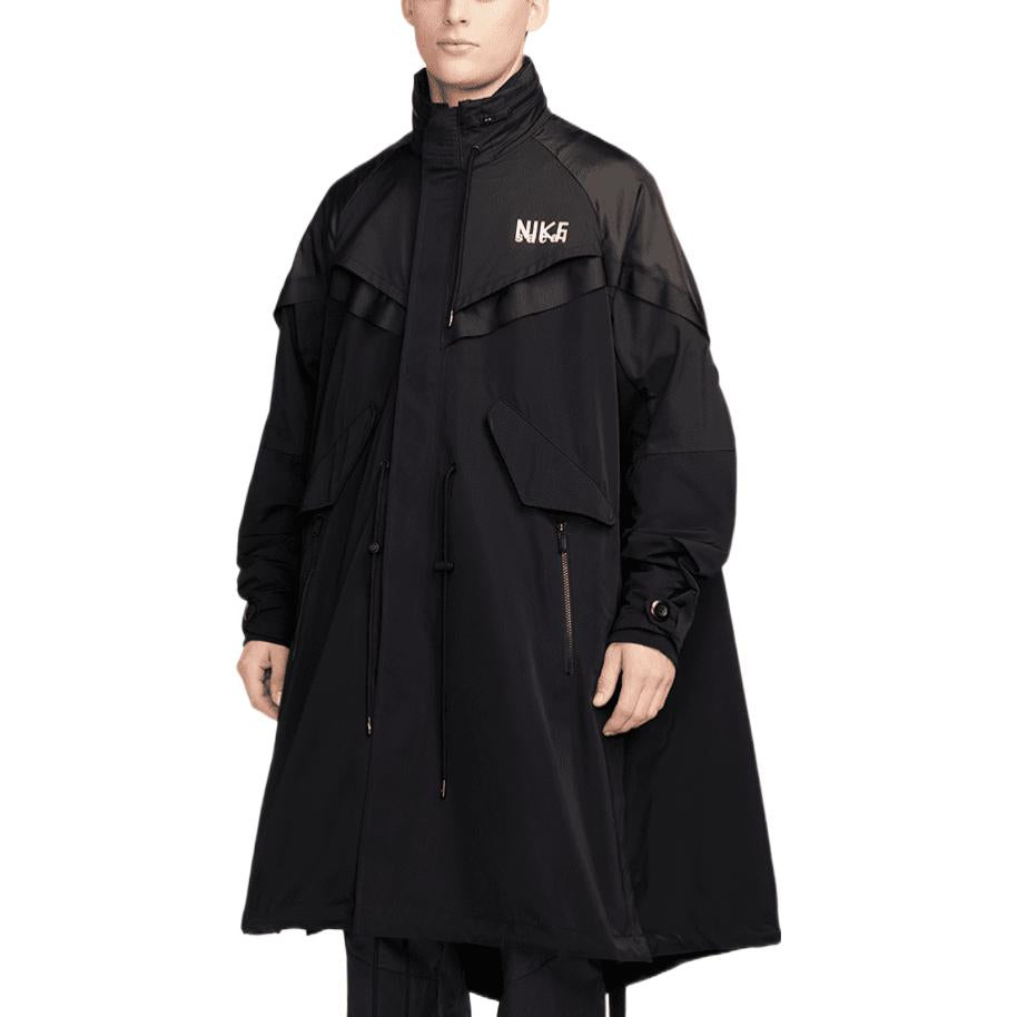 Nike x sacai Funnel-Neck Oversized-Fit Shell Trench Jacket 'Black' DQ9027-010