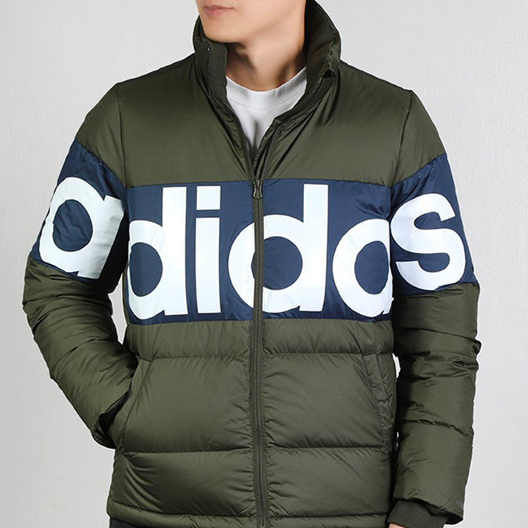 adidas neo Colorblock Alphabet Down Jacket Green EI4383