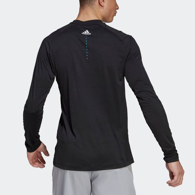 Men's adidas Solid Color Round Neck Slim Fit Long Sleeves Japanese Version Black T-Shirt HC4217