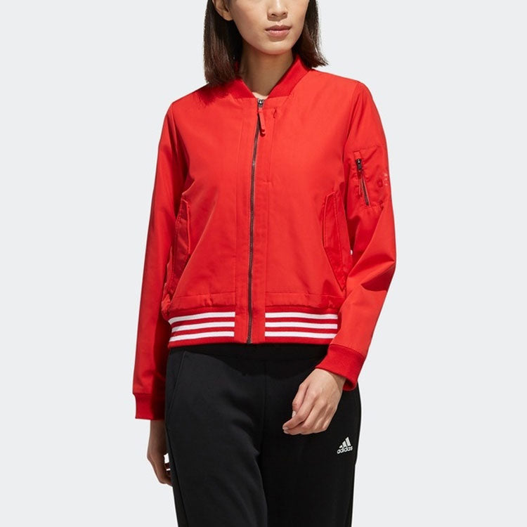 (WMNS) adidas WV 3S Zipper Casual Sports Woven Jacket Red FI9270