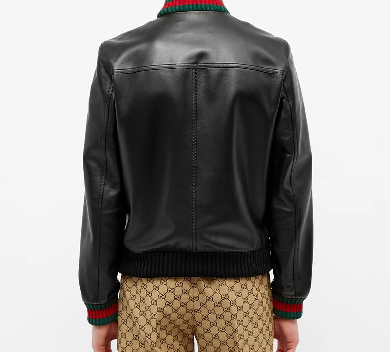 Gucci Retro Slim Leather Jacket For Men Black 431343-XG206-1060
