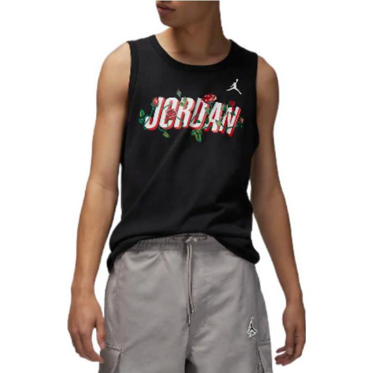 Men's Air Jordan Brand Sorry Rose Printing Logo No. 23 Sports Black Vest DR1417-010