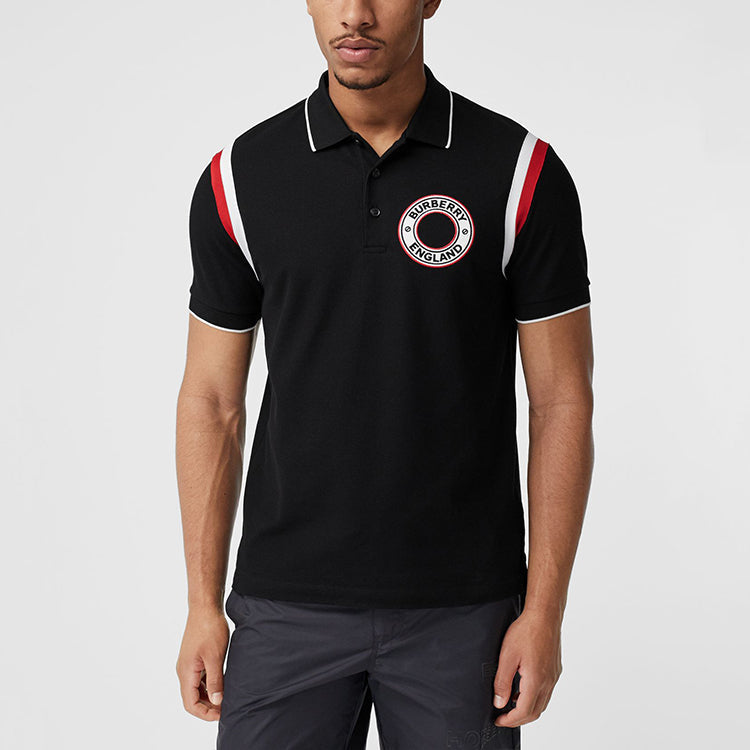 Men's Burberry SS21 Pattern Cotton Polo Shirt Black 80354081