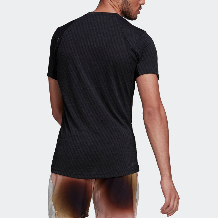 adidas Solid Color Logo Printing Round Neck Short Sleeve Black HB9143