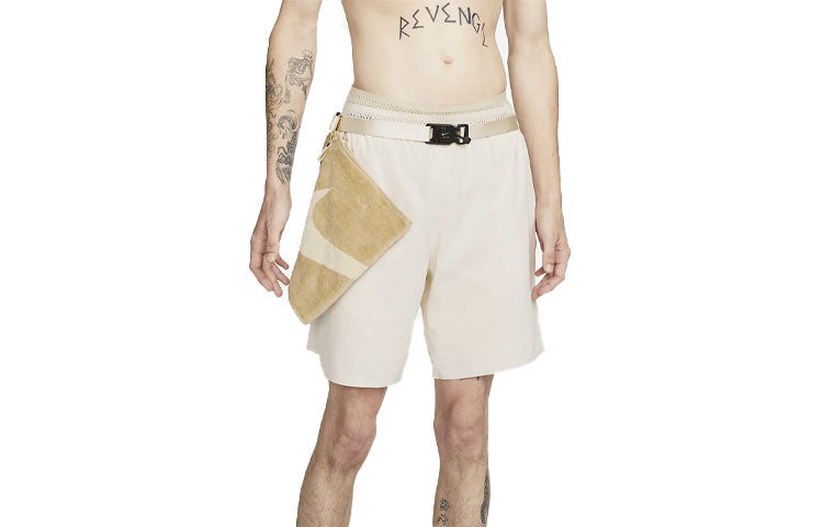 Men's Nike x MMW Crossover Solid Color Yoga 3 In 1 Sports Shorts Cream Yellow DD9440-280