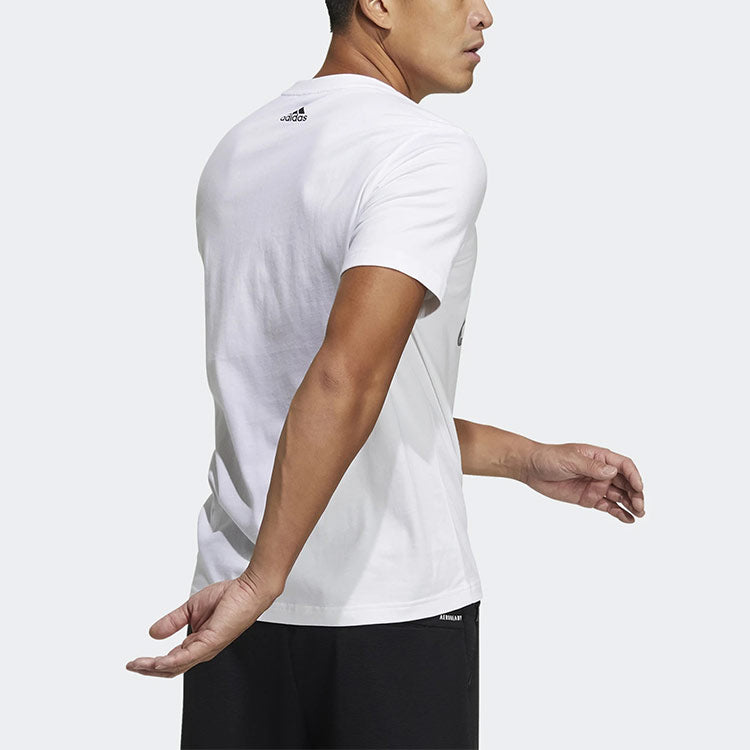 adidas Logo Printing Sports Round Neck Short Sleeve White GP0973